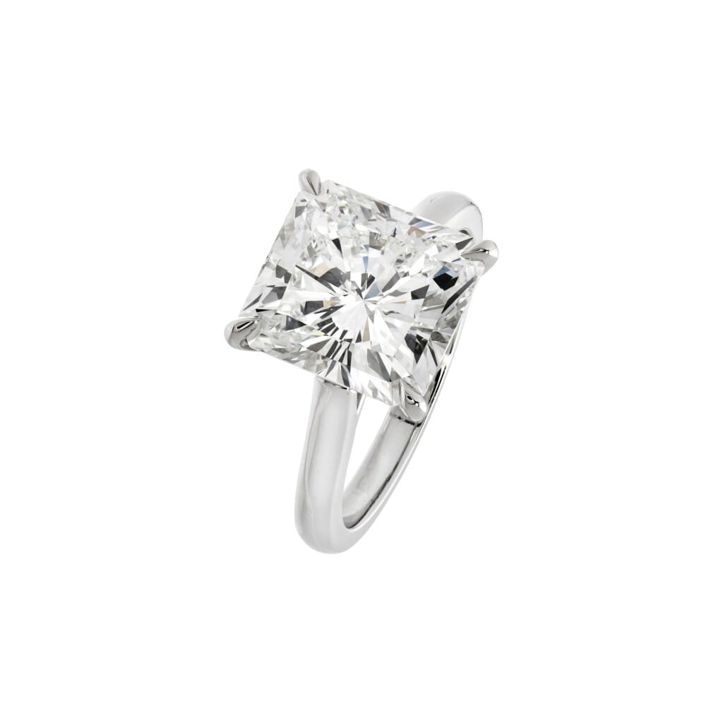 Platinum and 5.16ct Radiant Cut Diamond Engagement Ring