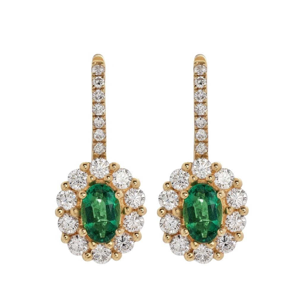 Gold, 0.80ctw Emerald and Diamond Earrings