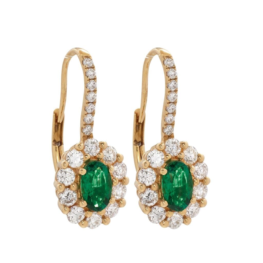 Gold, 0.80ctw Emerald and Diamond Earrings