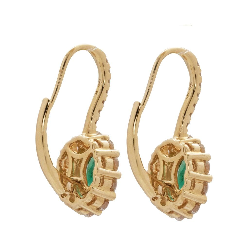 Gold, 0.80ctw Emerald and Diamond Earrings