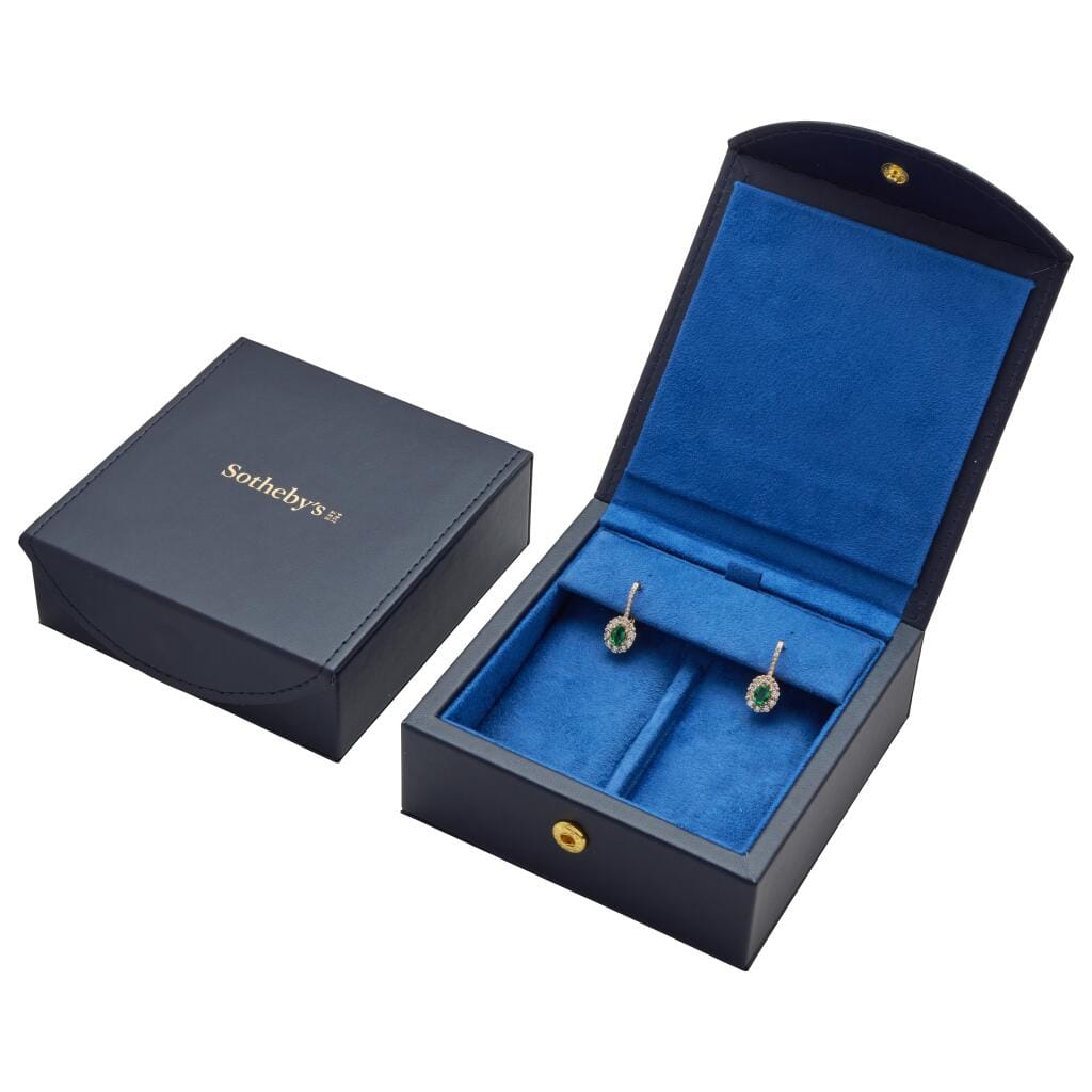 Gold, 0.80ctw Emerald and Diamond Earrings