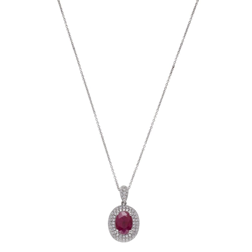 White Gold, 1.65ct Ruby and Diamond Pendant Necklace