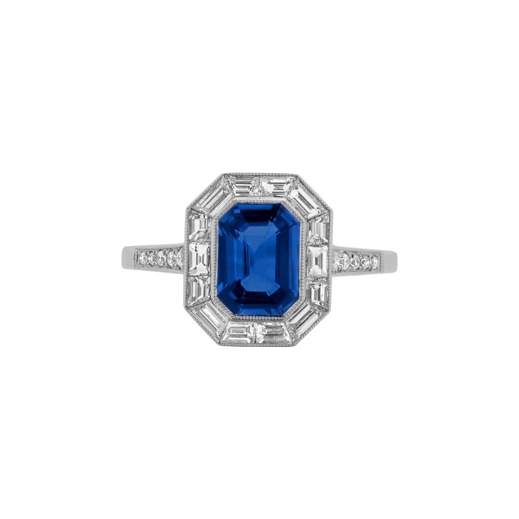 Platinum, 1.55ct Sapphire and Diamond Ring