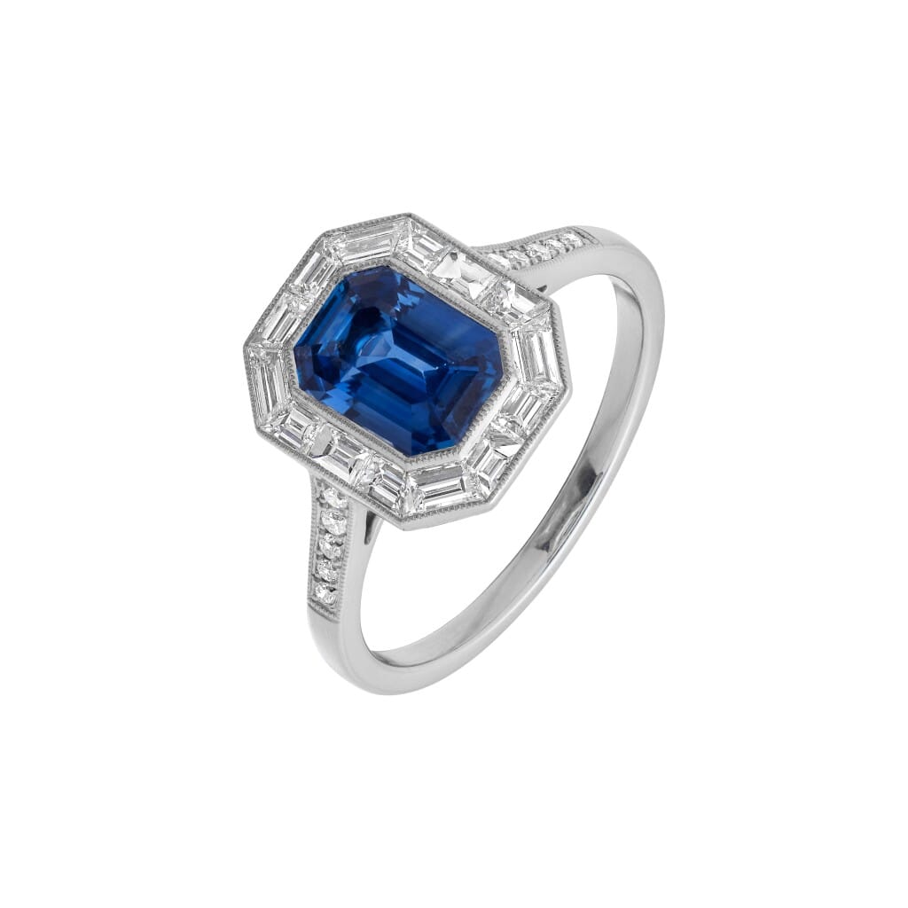 Platinum, 1.55ct Sapphire and Diamond Ring