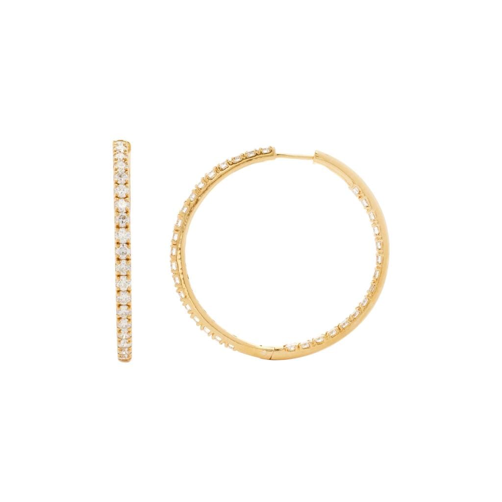 Gold and 3.25ctw Diamond Hoop Earrings