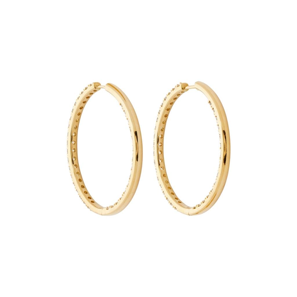Gold and 3.25ctw Diamond Hoop Earrings