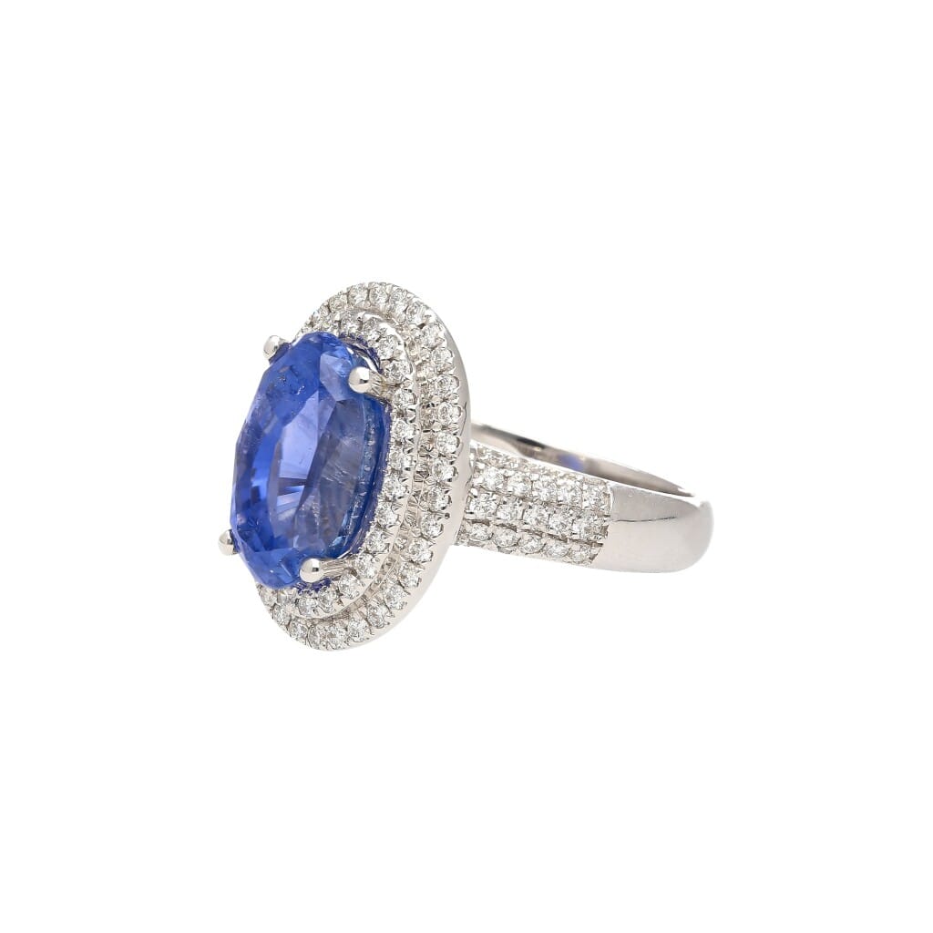 White Gold, 6.34ct Ceylon Sapphire and Diamond Ring