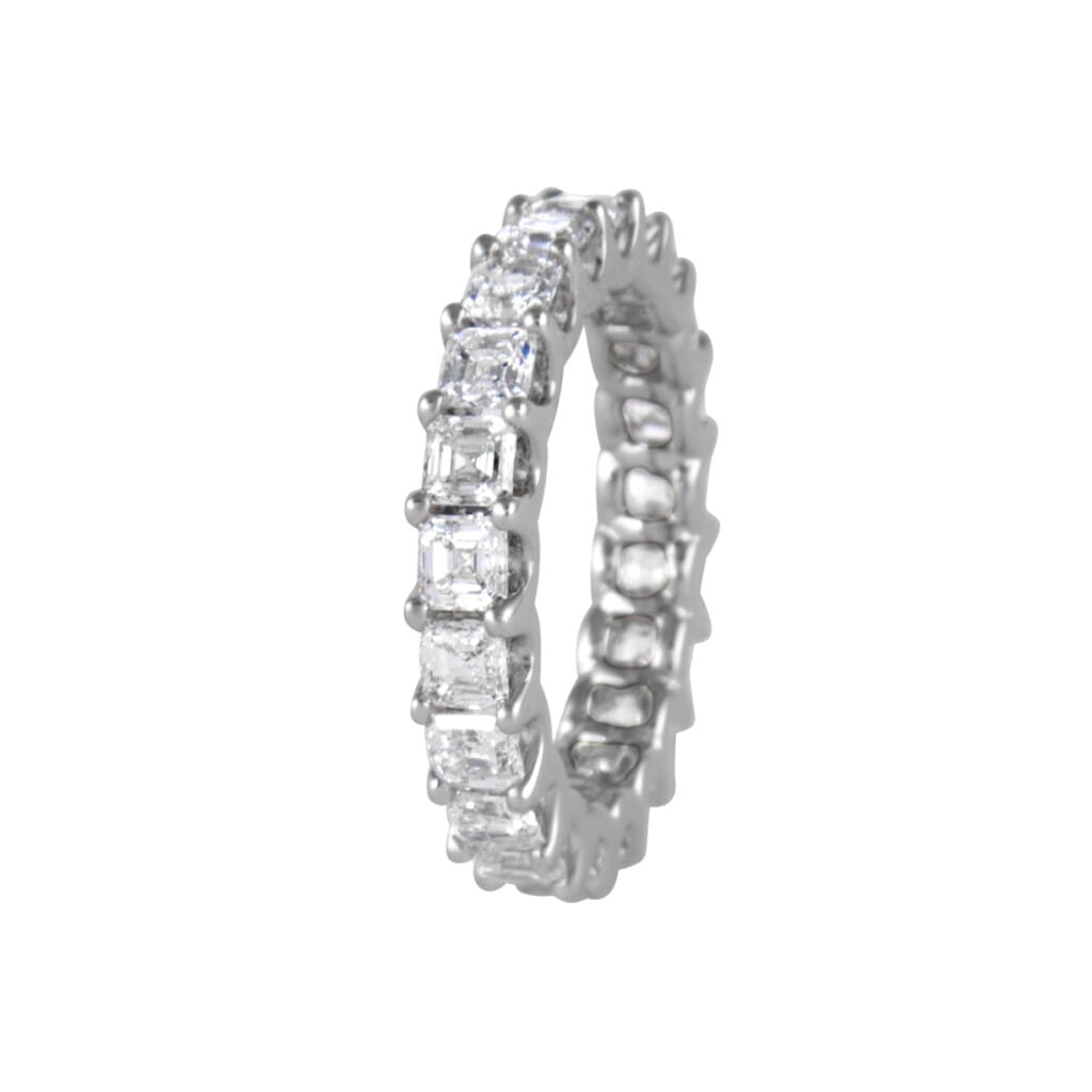 White Gold and 3.05ctw Asscher Cut Diamond Eternity Band Ring