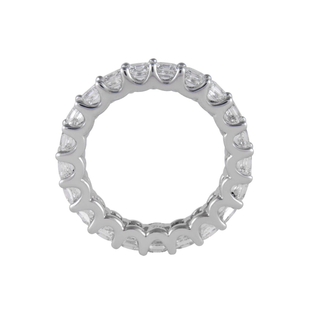 White Gold and 3.05ctw Asscher Cut Diamond Eternity Band Ring