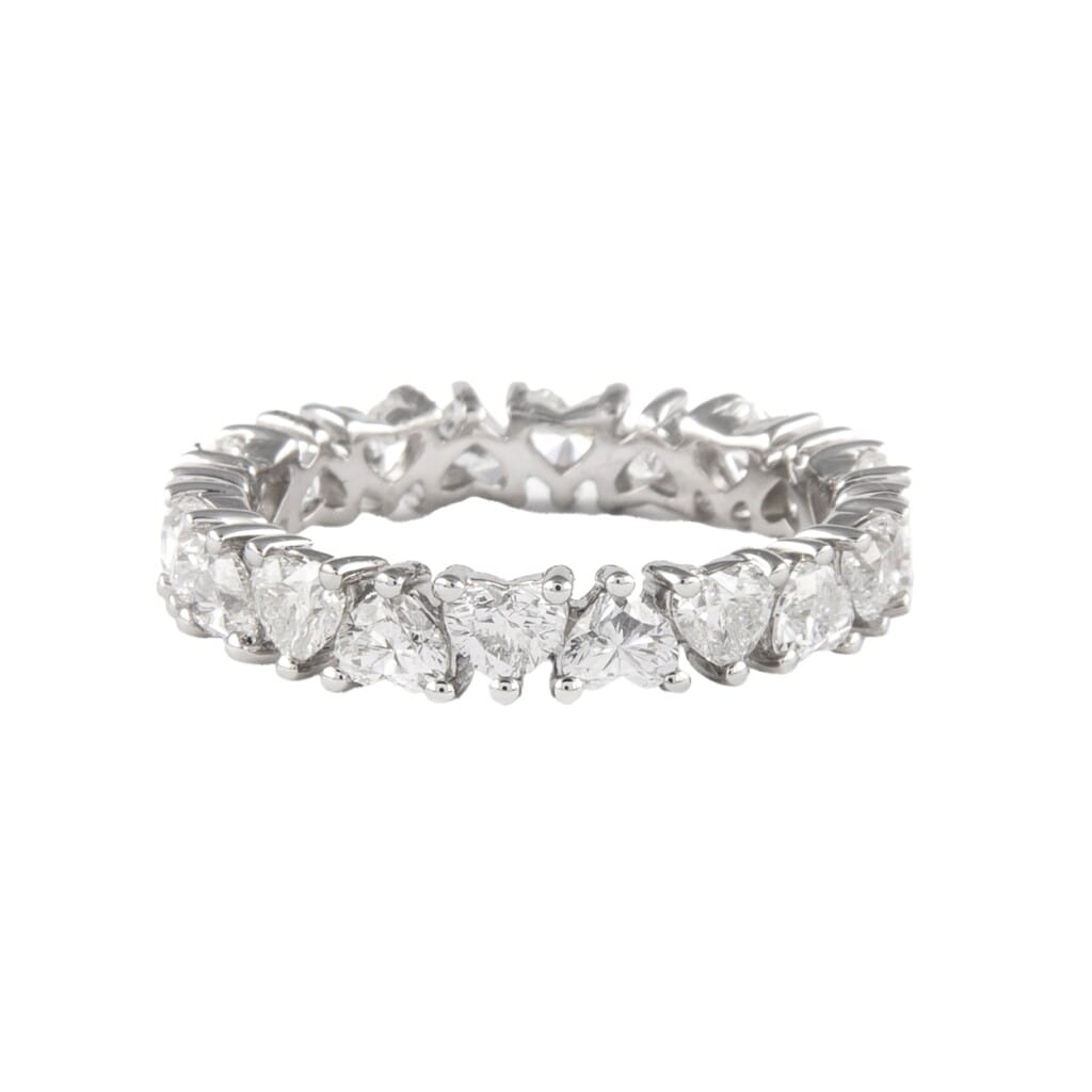 White Gold and 2.80ctw Heart Shape Diamond Eternity Band Ring