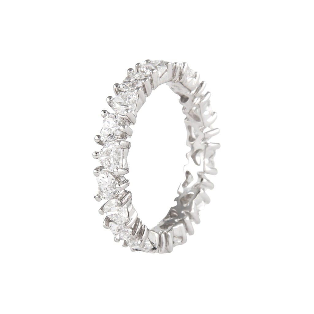 White Gold and 2.80ctw Heart Shape Diamond Eternity Band Ring