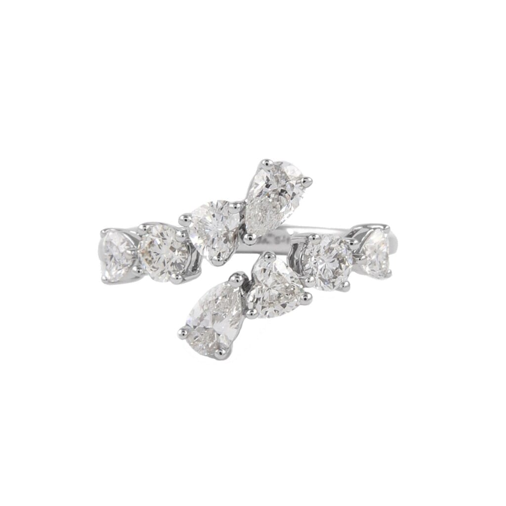 White Gold and 1.50ctw Fancy Cut Diamond Bypass Ring