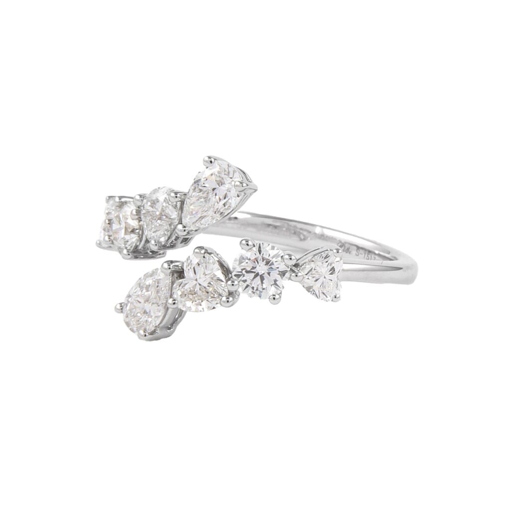 White Gold and 1.50ctw Fancy Cut Diamond Bypass Ring
