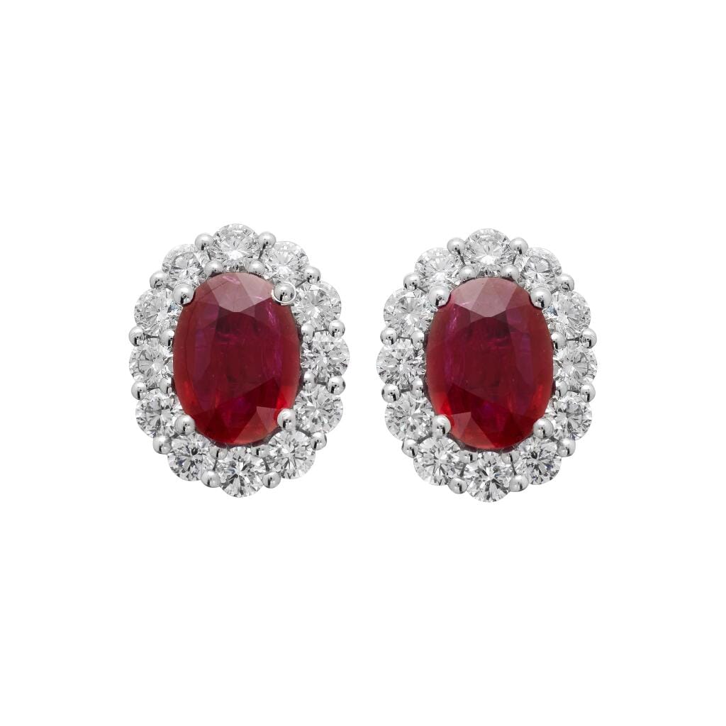 White Gold, 1.75ctw Ruby and Diamond Stud Earrings