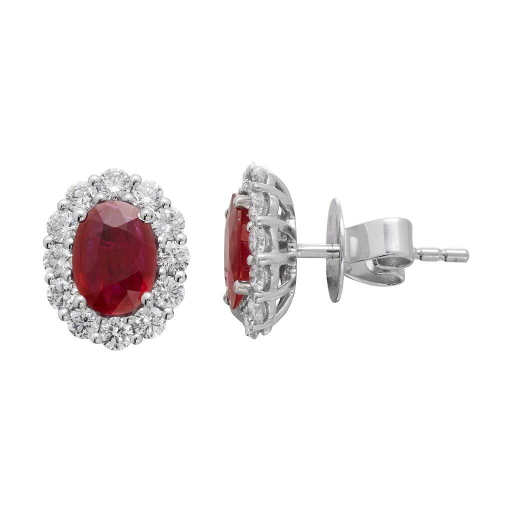 White Gold, 1.75ctw Ruby and Diamond Stud Earrings
