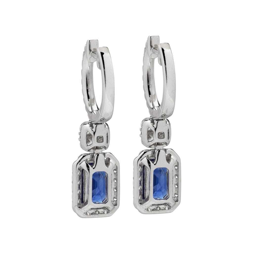 White Gold, 2.10ctw Sapphire and Diamond Drop Earrings