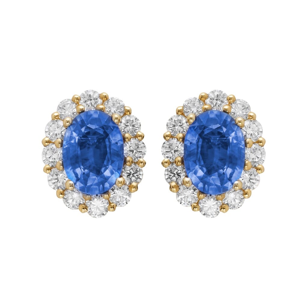Gold, 1.60ctw Sapphire and Diamond Stud Earrings