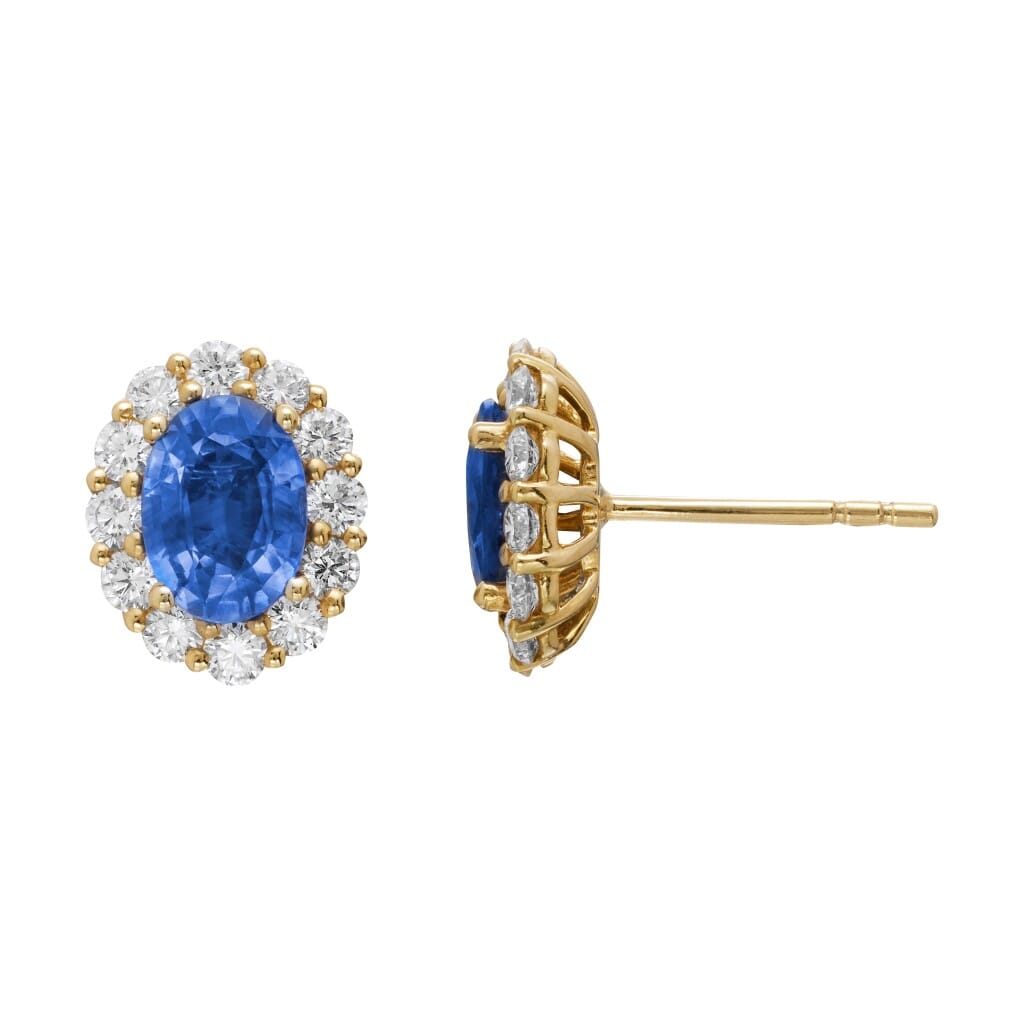 Gold, 1.60ctw Sapphire and Diamond Stud Earrings