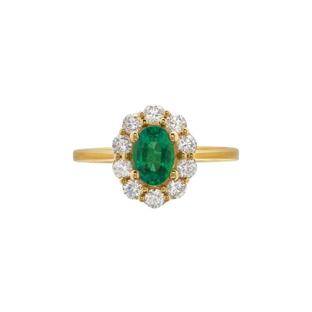 Gold, 0.65ct Emerald and Diamond Ring