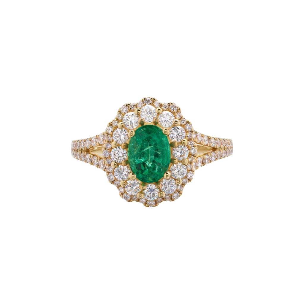 Gold, 0.85ct Emerald and Diamond Ring