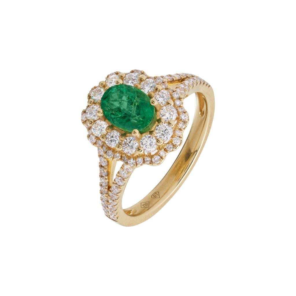 Gold, 0.85ct Emerald and Diamond Ring