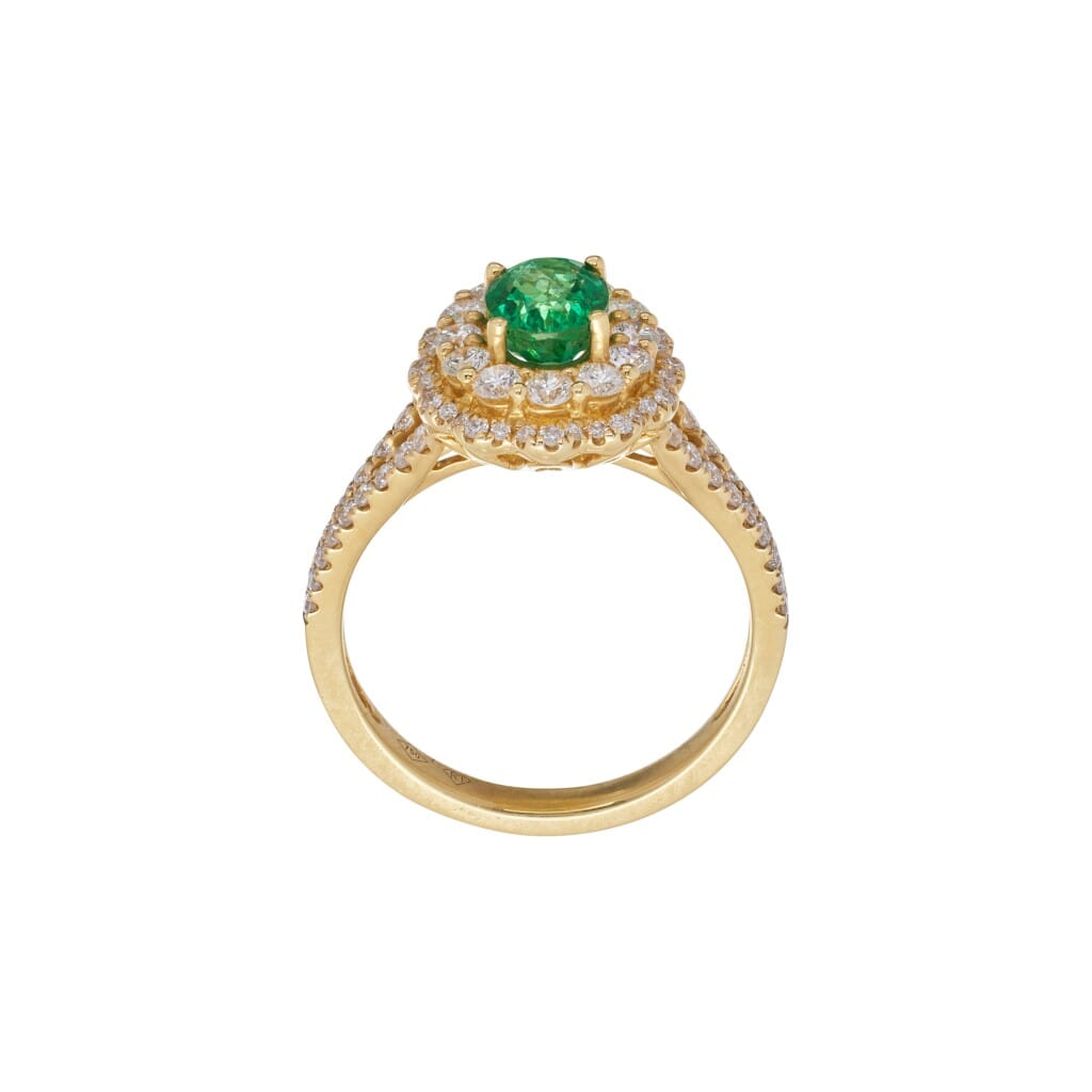 Gold, 0.85ct Emerald and Diamond Ring