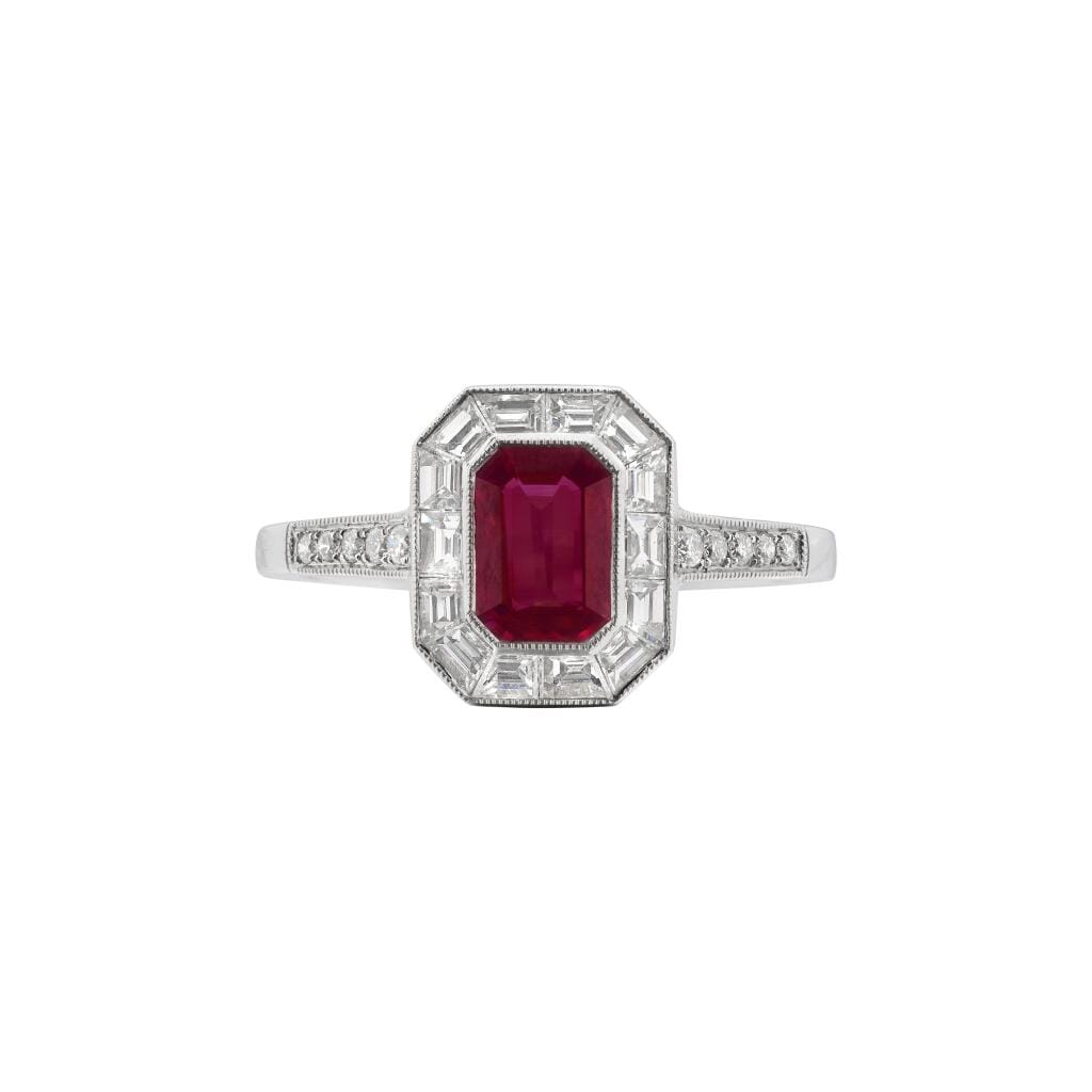 Platinum, 0.75ct Ruby and Diamond Ring