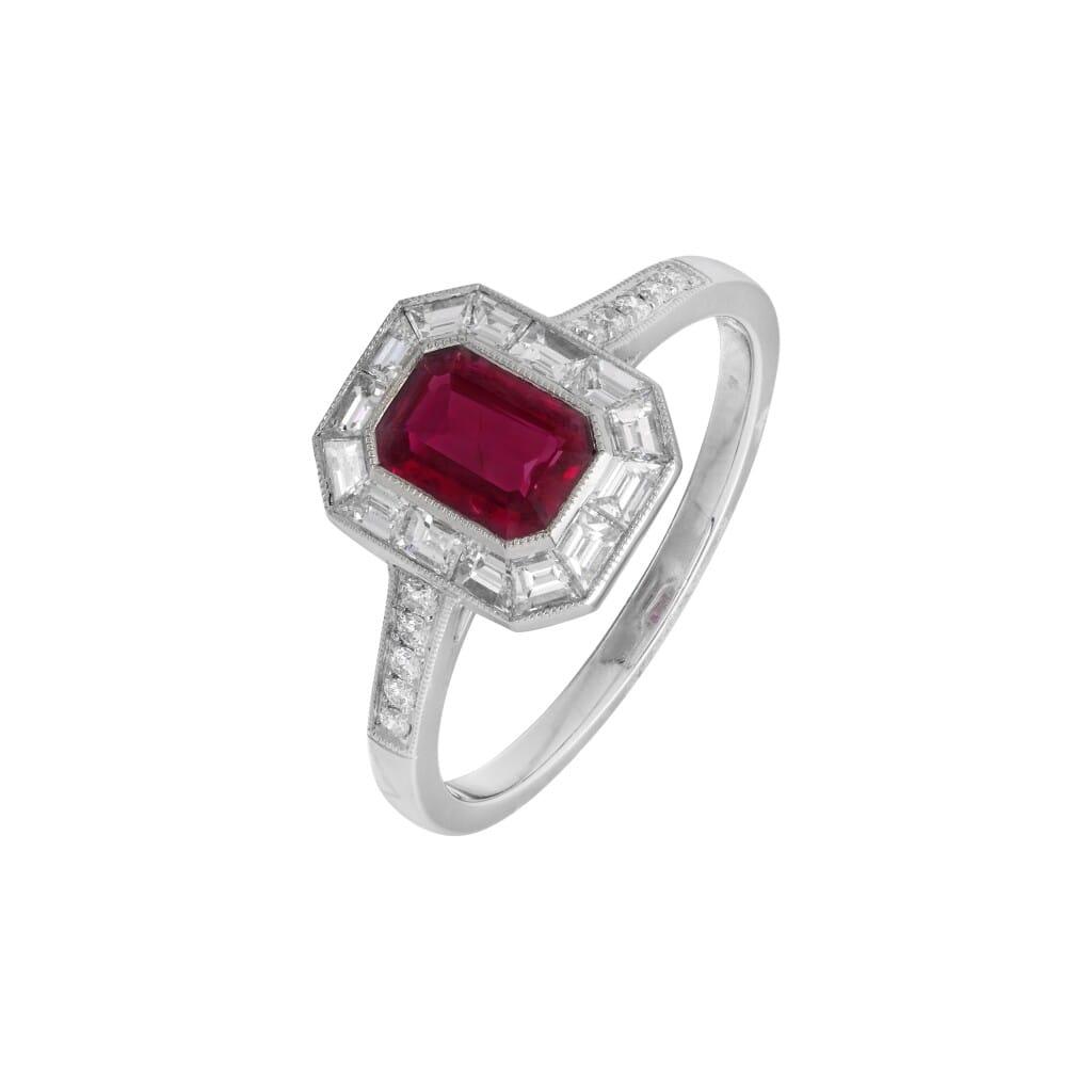 Platinum, 0.75ct Ruby and Diamond Ring