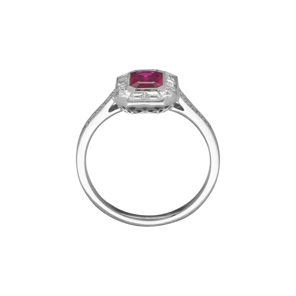 Platinum, 0.75ct Ruby and Diamond Ring