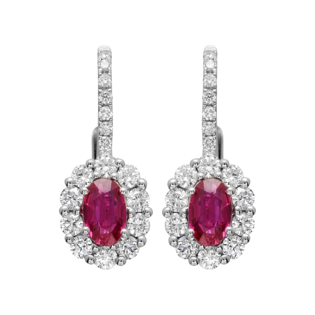 White Gold, 0.90ctw Ruby and Diamond Earrings