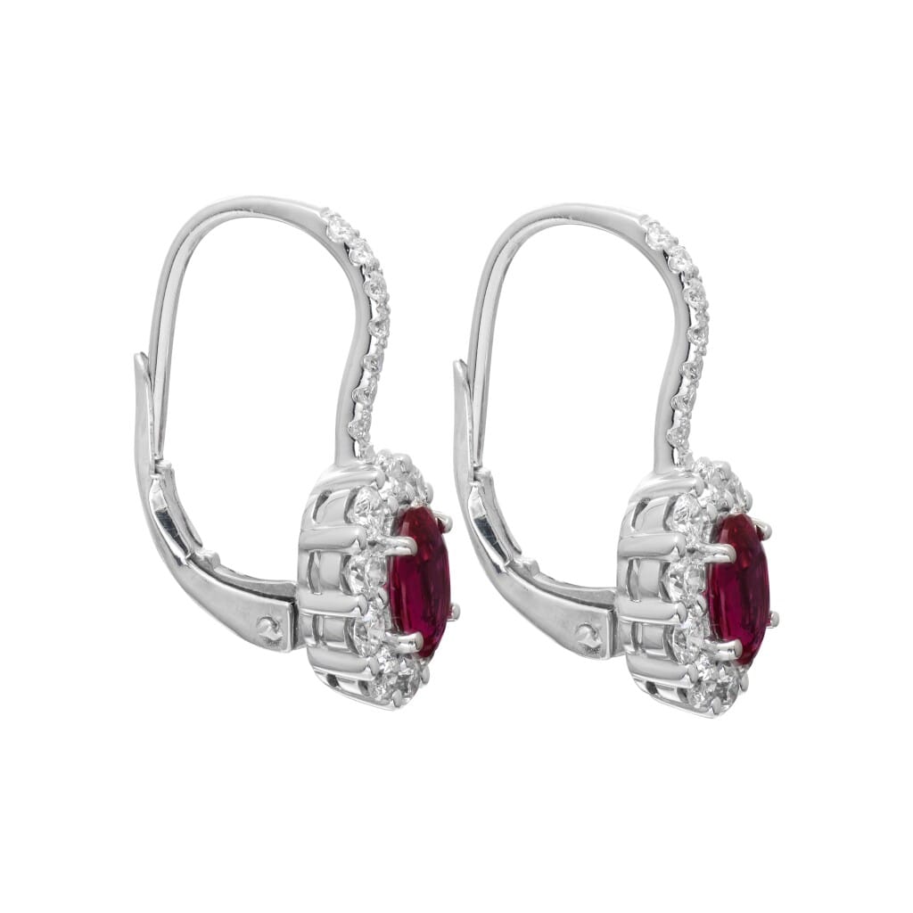White Gold, 0.90ctw Ruby and Diamond Earrings