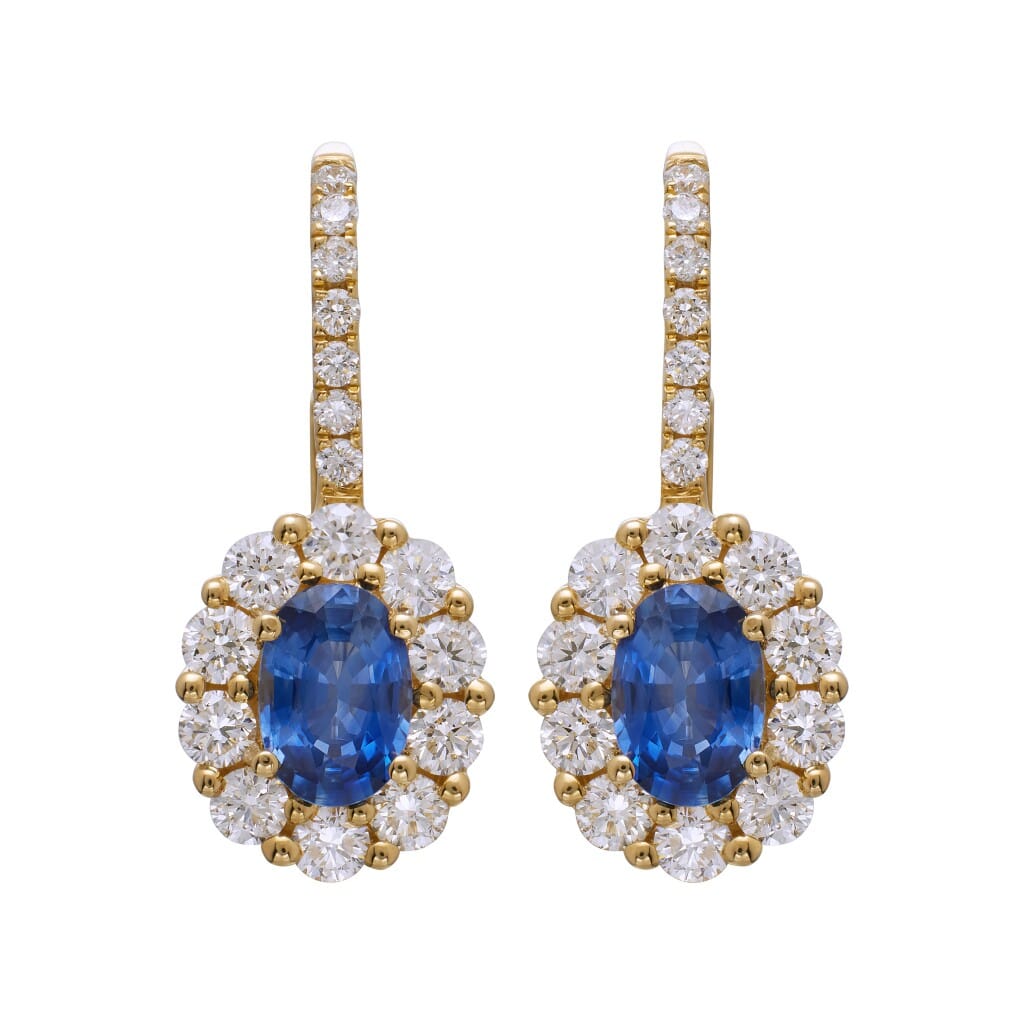 Gold, 1.95ctw Sapphire and Diamond Drop Earrings