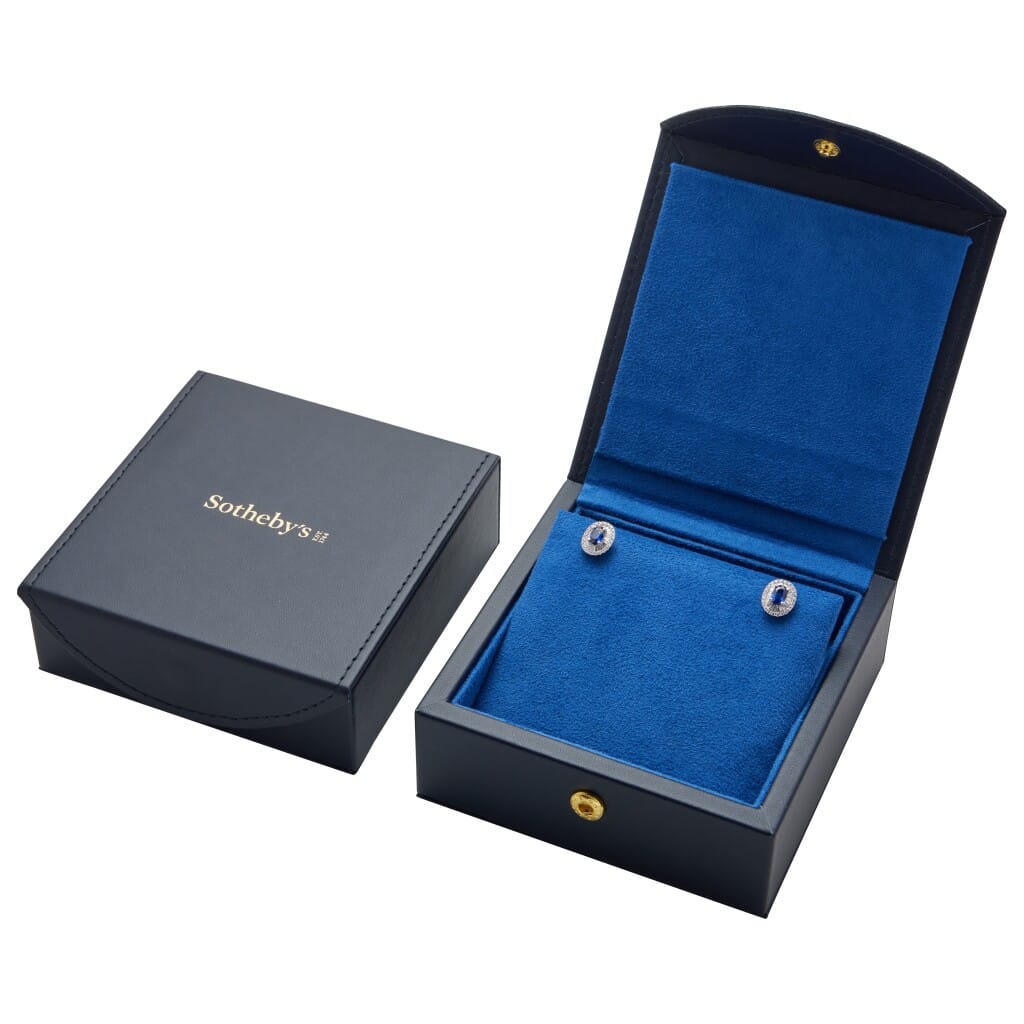 White Gold, 1.05ctw Sapphire and Diamond Stud Earrings
