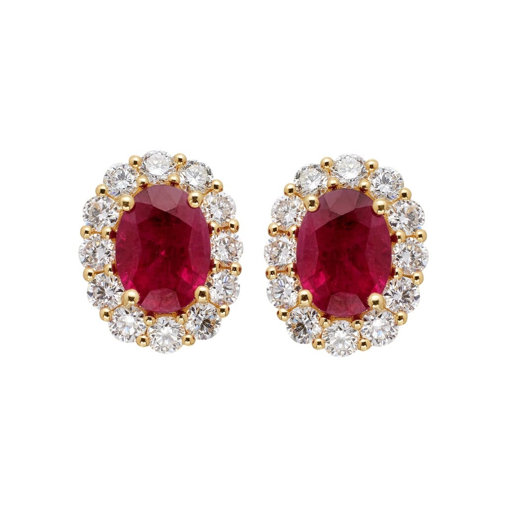 Gold, 1.70ctw Ruby and Diamond Stud Earrings