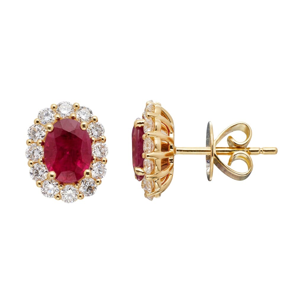 Gold, 1.70ctw Ruby and Diamond Stud Earrings