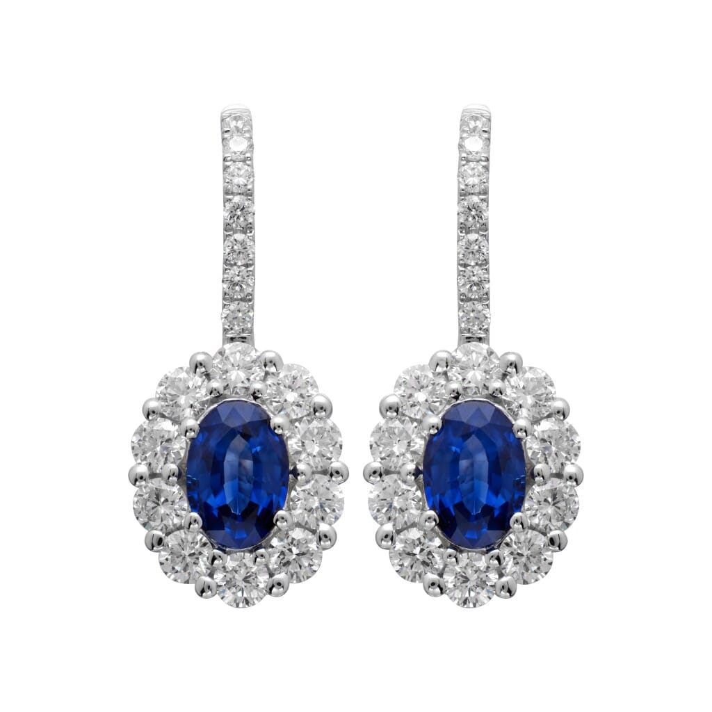 White Gold, 0.90ctw Sapphire and Diamond Earrings