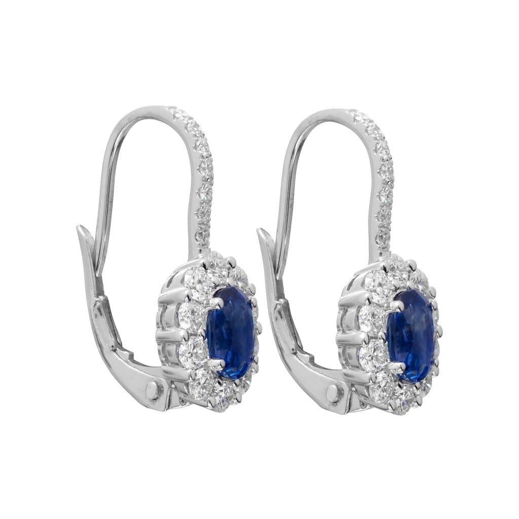 White Gold, 0.90ctw Sapphire and Diamond Earrings
