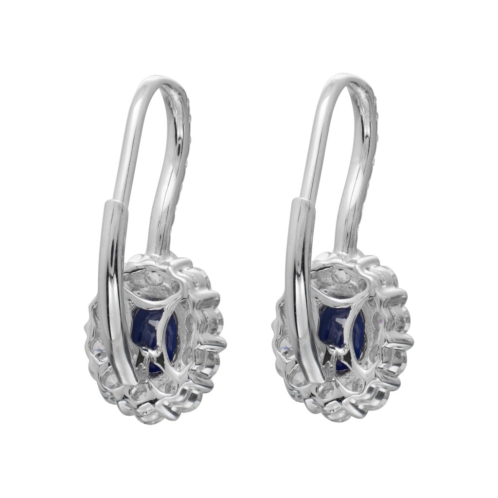 White Gold, 0.90ctw Sapphire and Diamond Earrings