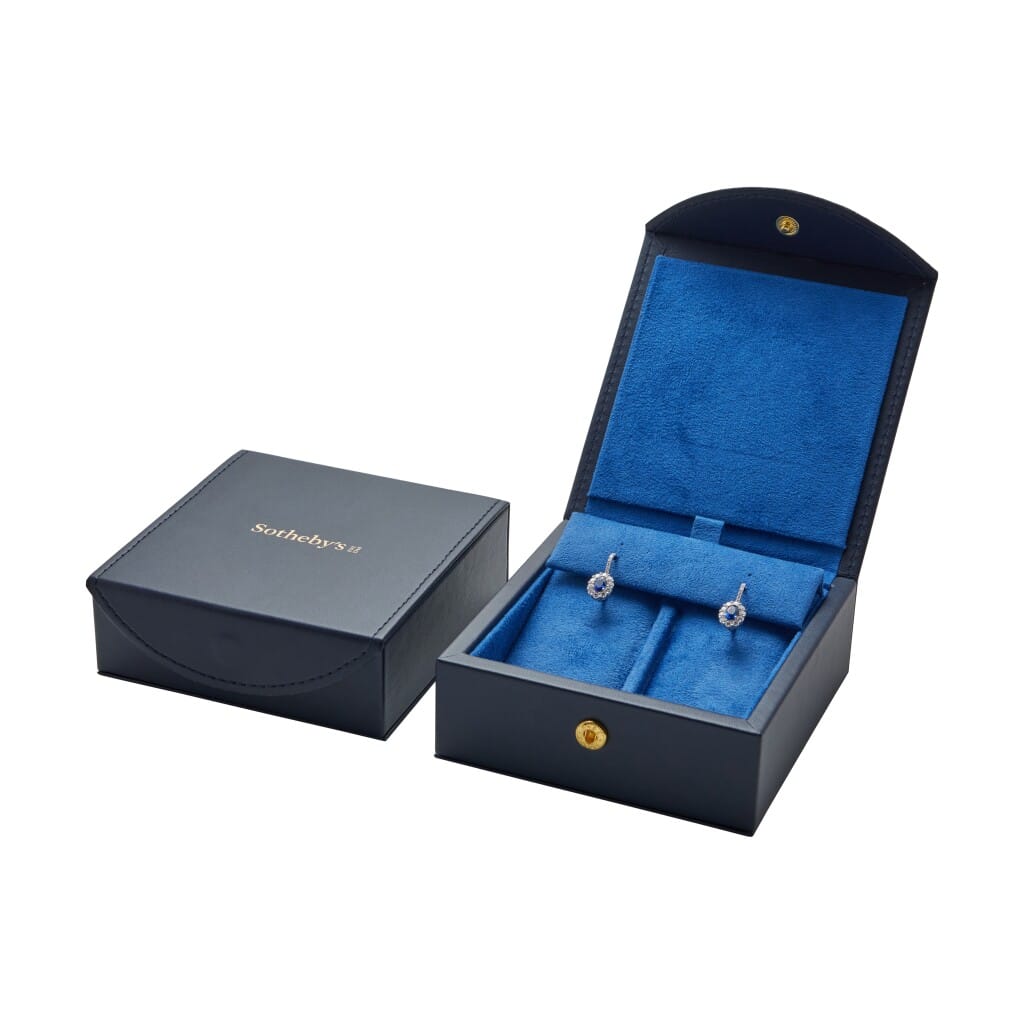 White Gold, 0.90ctw Sapphire and Diamond Earrings