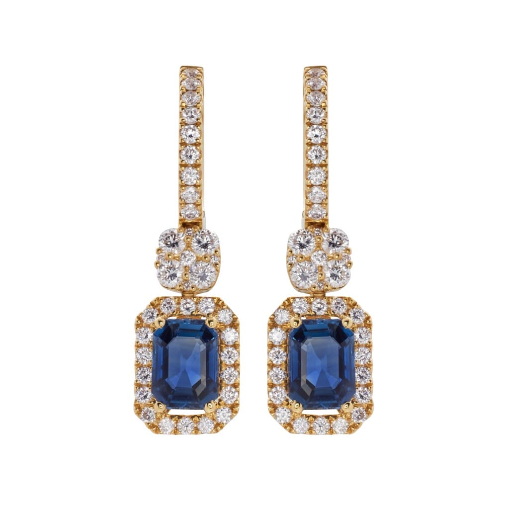 Gold, 1.75ctw Sapphire and Diamond Drop Earrings