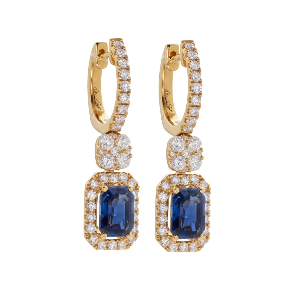 Gold, 1.75ctw Sapphire and Diamond Drop Earrings