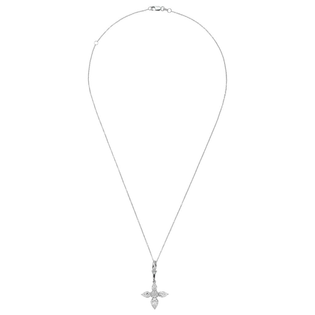 White Gold and Diamond Cross Pendant Necklace