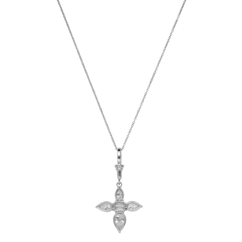White Gold and Diamond Cross Pendant Necklace