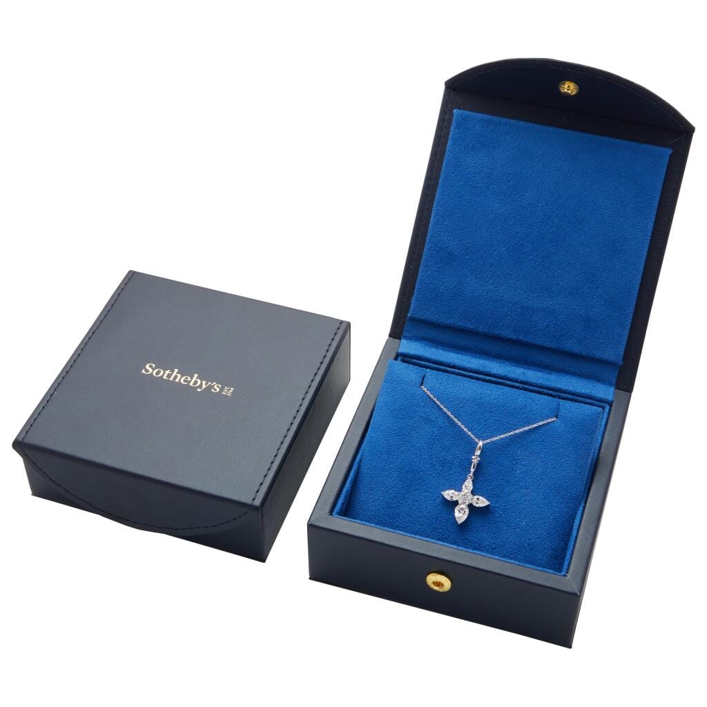 White Gold and Diamond Cross Pendant Necklace