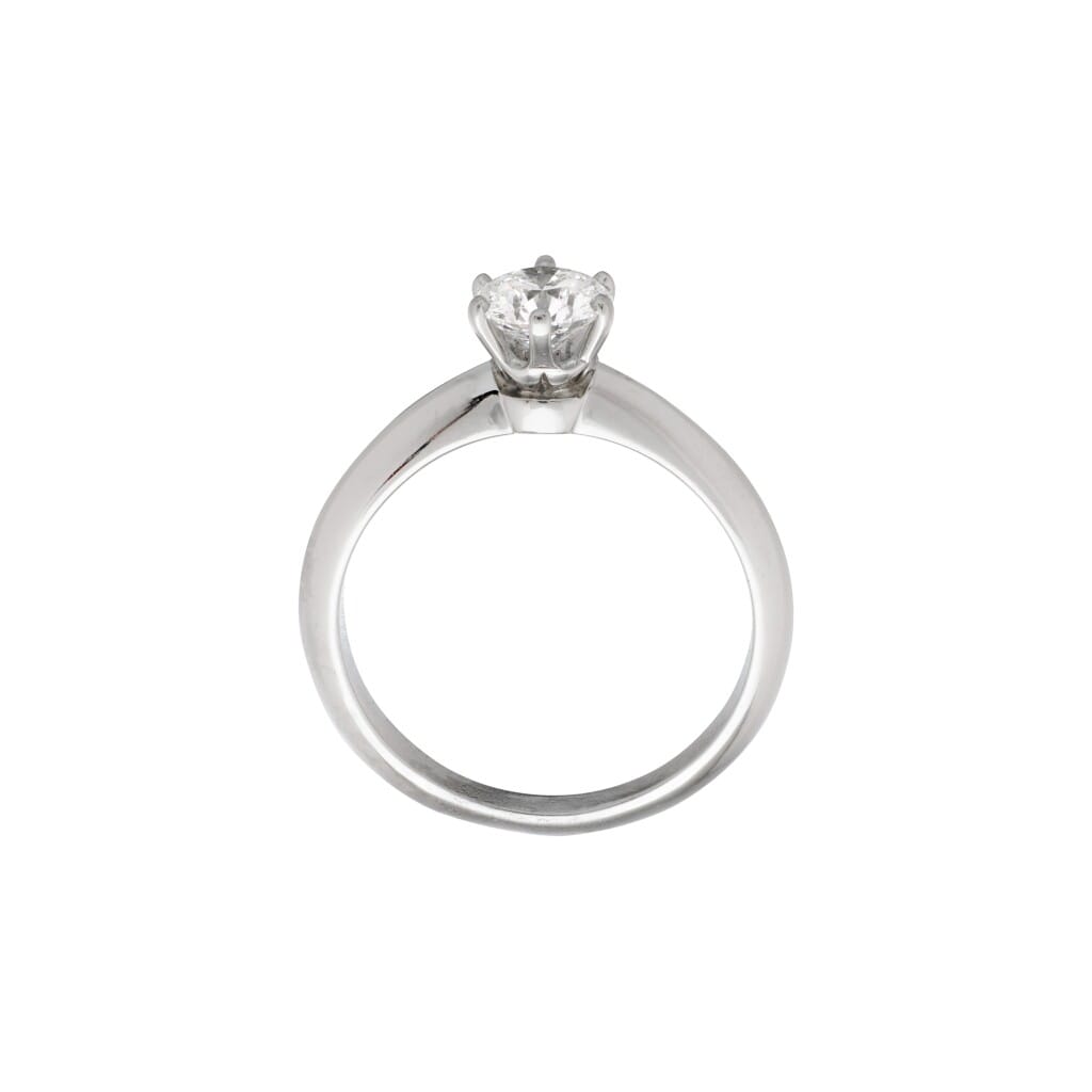 Platinum and 0.63ct Round Brilliant Cut Diamond Engagement Ring