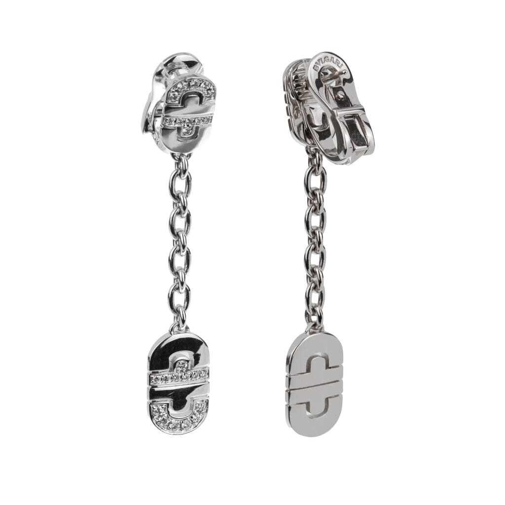 White Gold and Diamond Parentesi Drop Earclips