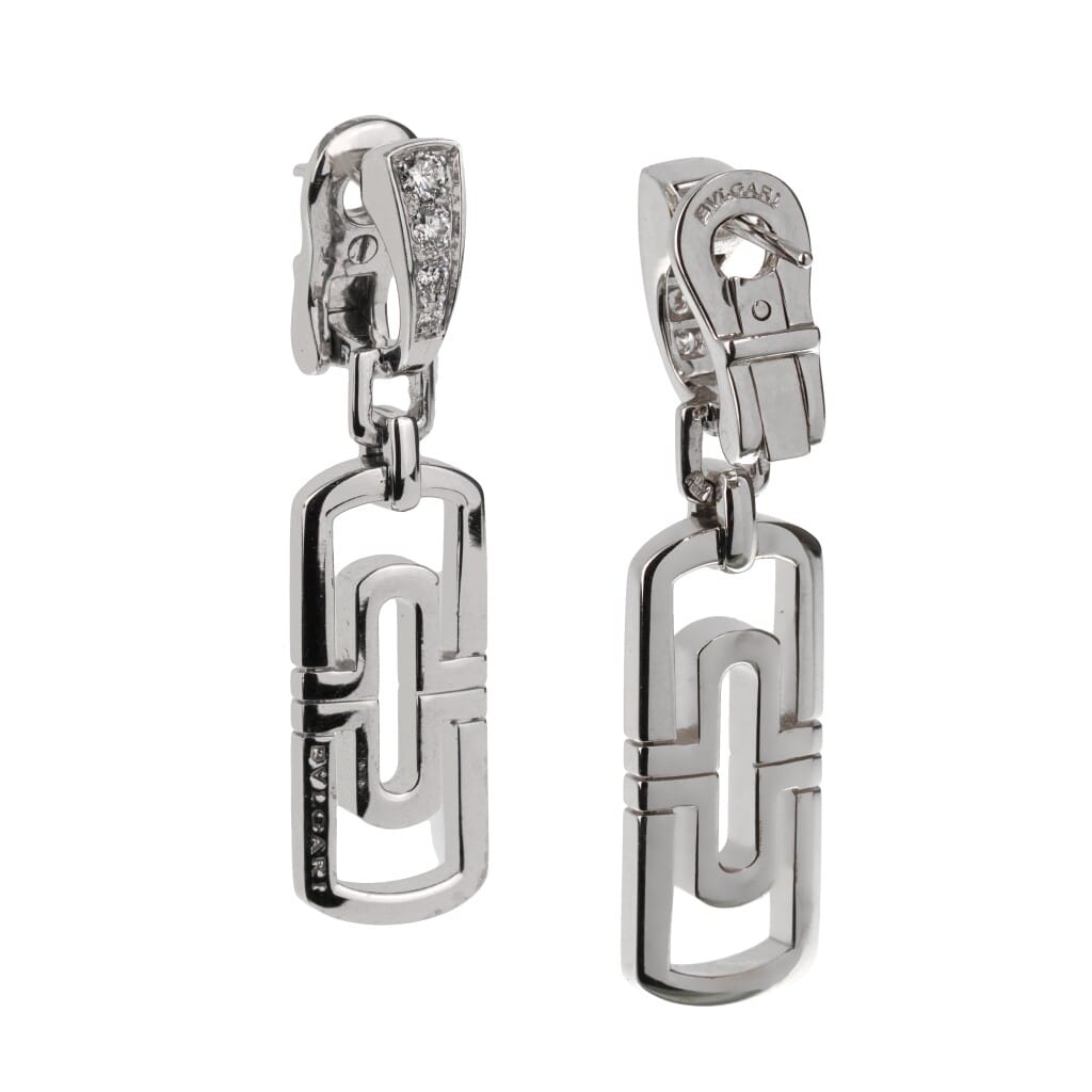 White Gold and Diamond Parentesi Drop Earclips