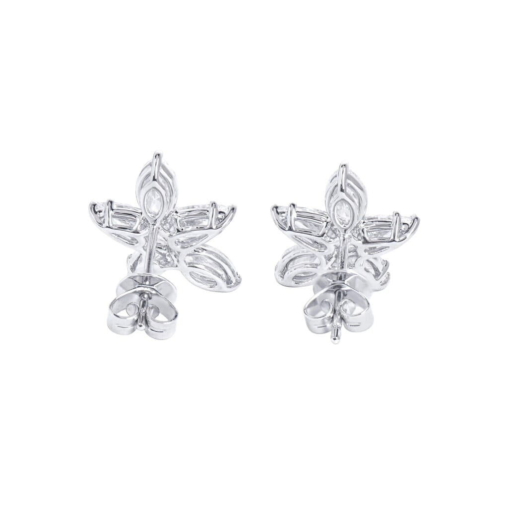 White Gold and Diamond Cluster Earrings