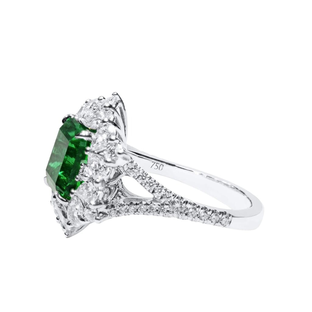 White Gold, 2.64ct Zambian Emerald and Diamond Ring