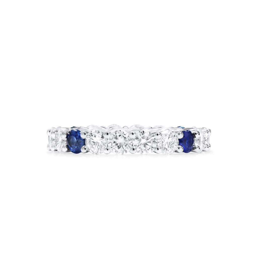 White Gold, 2.55ctw Oval Cut Diamond and Sapphire Eternity Band Ring